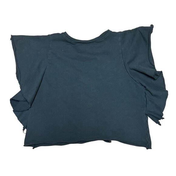 PISTOLA Flutter Sleeve Grey Fleece Scoop Neck Crop Top Blouse Women's Small h2 - Picture 2 of 6